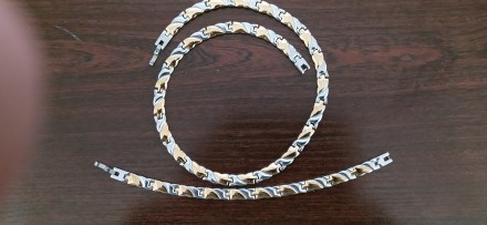Медицинская сталь. ширина ожерелья и браслета - 9мм, толщина - 3мм Покрытие роди. . фото 3