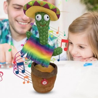 Плюшева іграшка має форму милого усміхненого кактуса, що вміє співати, танцювати. . фото 2