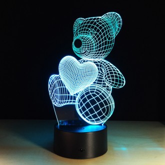 Подарок девочке Светильник-ночник 3D с пультом управления Мишка с сердцем
Каждый. . фото 6