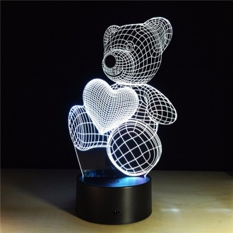 Подарок девочке Светильник-ночник 3D с пультом управления Мишка с сердцем
Каждый. . фото 8