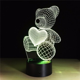 Подарок девочке Светильник-ночник 3D с пультом управления Мишка с сердцем
Каждый. . фото 7