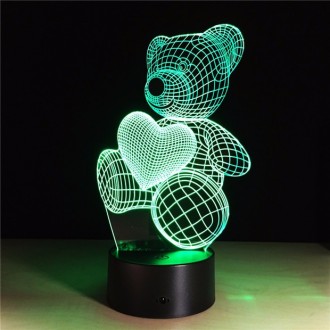 Подарок девочке Светильник-ночник 3D с пультом управления Мишка с сердцем
Каждый. . фото 5
