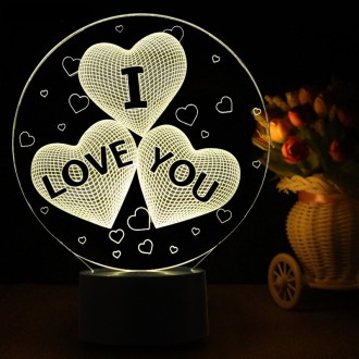 
Светильник-ночник 3D с пультом управления I Love You подарок девушке на новый г. . фото 10