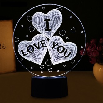 
Светильник-ночник 3D с пультом управления I Love You подарок девушке на новый г. . фото 9