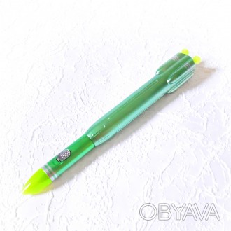 Ручка 3в1 гелева Ракета зелена з ліхтариком синя паста 0.38мм арт.BP-9388-1
Відм. . фото 1