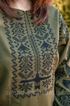 Вишиванка жіноча хакі — патріотична українська сорочка, виготовлена з натурально. . фото 6