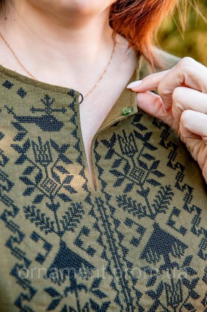 Вишиванка жіноча хакі — патріотична українська сорочка, виготовлена з натурально. . фото 4
