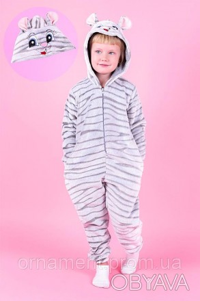 
Кігурумі піжама Зайчик, дитячий теплий комбінезон на блискавці для дому на дівч. . фото 1