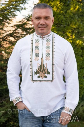 
Вишиванка чоловіча біла — патріотична українська сорочка, виготовлена з натурал. . фото 1
