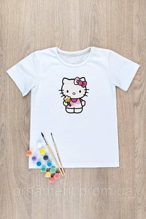 Футболка-розмальовка дитяча HELLO KITTY набір для творчості на подарунок 116. Кіцмань. фото 1