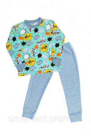Тепла дитяча піжама, складається з кофти з довгим рукавом на манжетах і штанів н. . фото 2