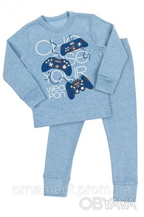 Тепла дитяча піжама, складається з кофти з довгим рукавом на манжетах і штанів н. . фото 1