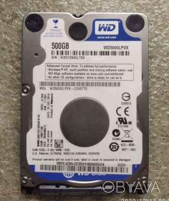 Жесткий диск WD Blue 500GB 2.5
Диск б.у. Без дефектов
Смарт на фото. 
Цена бе. . фото 1