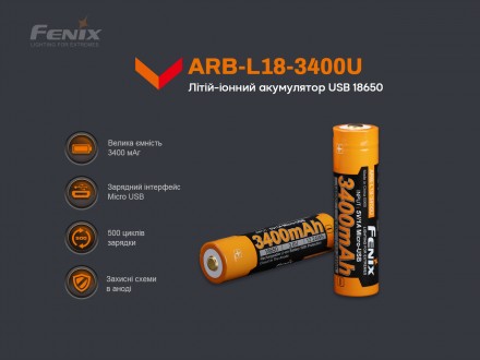 Аккумулятор Fenix 18650 зарядка micro usb 3400 mAh
Li-ion аккумулятор Fenix 1865. . фото 9