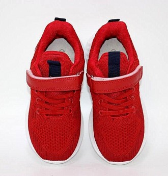 Дитячі трикотажні червоні кросівки на липучках червоний. . фото 3