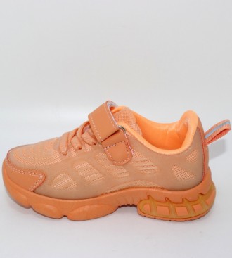 Текстильні помаранчеві дитячі кросівки із силіконовим каркасним оздобленням. пом. . фото 6