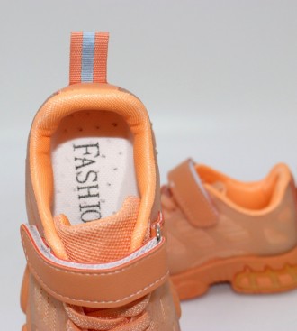 Текстильні помаранчеві дитячі кросівки із силіконовим каркасним оздобленням. пом. . фото 10