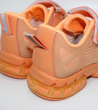 Текстильні помаранчеві дитячі кросівки із силіконовим каркасним оздобленням. пом. . фото 8
