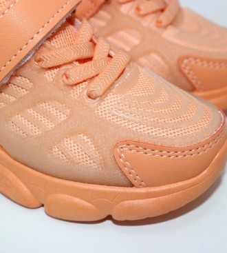 Текстильні помаранчеві дитячі кросівки із силіконовим каркасним оздобленням. пом. . фото 9
