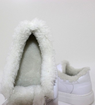 Молодіжні білі зимові кросівки з натуральної шкіри білий. . фото 9