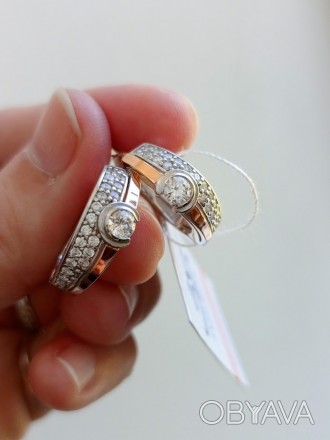 Серьги серебро 925 ДСТУ + золото 375 ДСТУ, серебро с золотыми пластинами, сережк