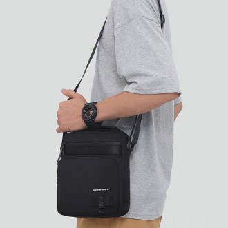 
	Мужская сумка через плечо Confident AT09-23910A из прочного текстиля в черном . . фото 4