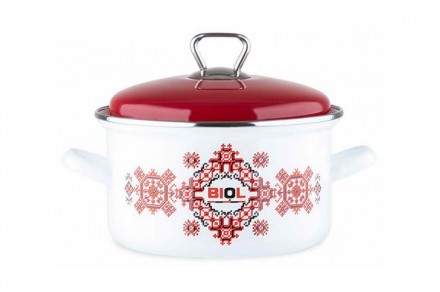 Кастрюля эмалированная Biol 180мм x 2.2л вишиванка красная (CE18V2). Сумы. фото 1 Кастрюля эмалированная Biol 180мм x 2.2л вишиванка красная (CE18V2). Сумы. фото 1