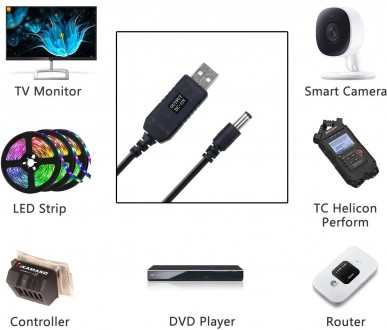 USB-кабель для підвищення потужності зарядки від 5 до 12 В постійного струму, 1 . . фото 2