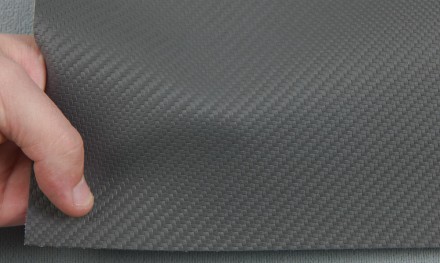Автомобильный кожзам KARBON 610 графитовый, на тканевой основе, шир. 140см, Турц. . фото 5