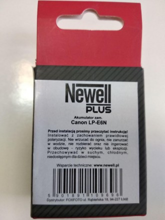 Батарея NEWELL Plus LP-E6 для Canon 5DІІ,ІІІ,IV,6D,6DII,7DII (LP-E6+)
Newell Plu. . фото 5