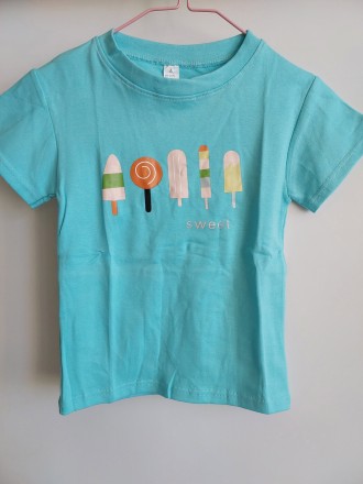Яскрава дитяча футболка
Матеріал – котон, поліестер
Колір - бірюзовий
Розмір – L. . фото 5