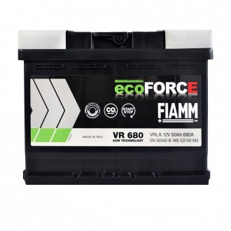 FIAMM Ecoforce AGM 60Аh 680А R+ (VR680) (L2). . фото 2