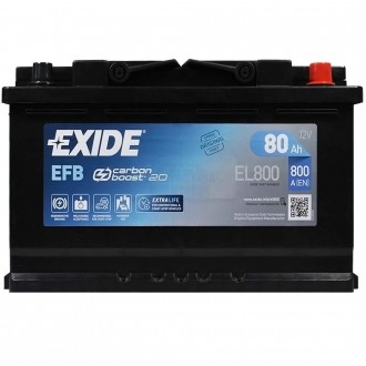 EXIDE Start-Stop EFB (EL800) 80Аh 800A R+. . фото 2