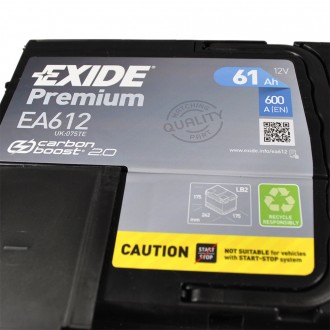 EXIDE Premium (EA612) 61Аh 600Ah R+ h=175. . фото 4