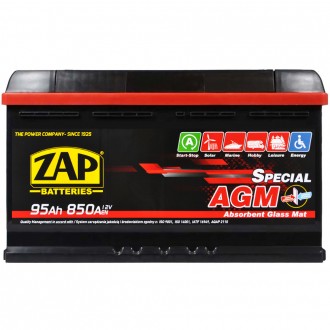 ZAP AGM 95Ah 850A R+ (L5) (595 02). . фото 2