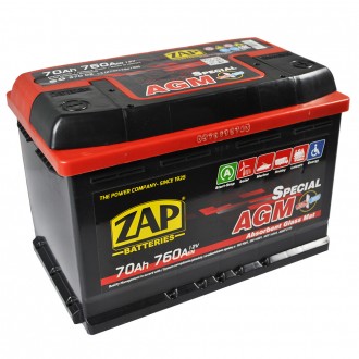 ZAP AGM 70Ah 760A R+ (L3) (570 02). . фото 7