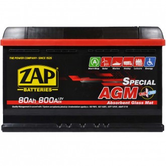 ZAP AGM 80Ah 800A R+ (L3) (580 02). . фото 2