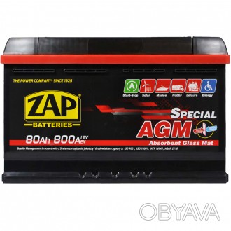 ZAP AGM 80Ah 800A R+ (L3) (580 02). . фото 1