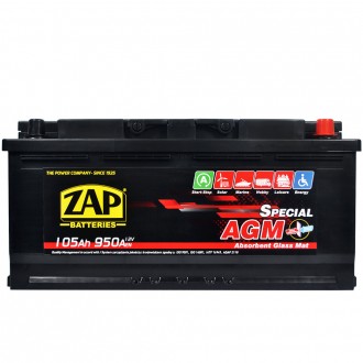 ZAP AGM 105Ah 950A R+ (L6) (605 02). . фото 2