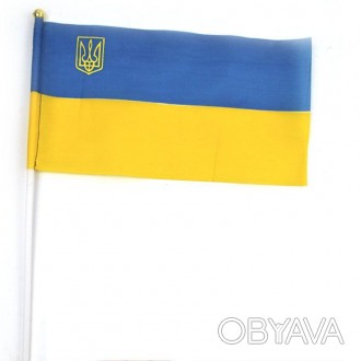 Флаг Украины на пластиковой ножке длинной 37 см. Материал - полиестер.. . фото 1