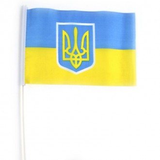 Флаг Украины на пластиковой ножке длинной 30 см. Материал - полиестер. Размер фл. . фото 2