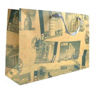 Пакет подарочный изготовлен из крафт-бумаги, полноцветный принт, имеет прочные р. . фото 2