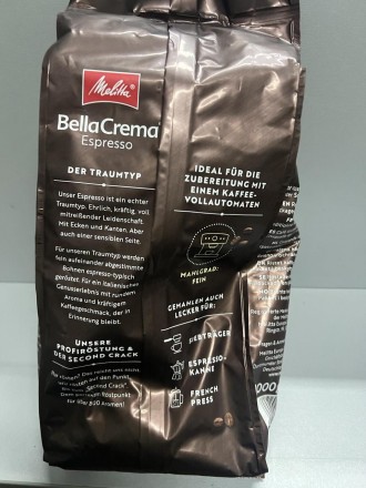 
Melitta Bella Crema Espresso Кофе в зернах, 1 кг
Это композиция из лучших, тщат. . фото 3