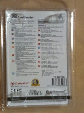 USB 2.0 Card Reader Transcend TS-RDP5K. Новый в оригинальной упаковке. . фото 3