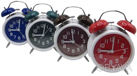 Часы-будильник металлический "Цветной циферблат" 16см, 4 цвета 
Продается оптом . . фото 1