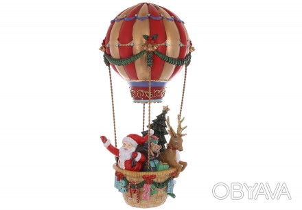 Новорічна декоративна статуетка Санта з оленем на повітряній кулі 15*15*43см
Роз. . фото 1