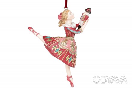 Декоративна підвісна фігурка Балерина, 12см, колір - бордо з рожевим та бірюзою
. . фото 1