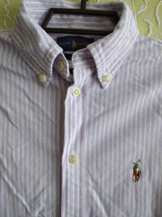 Унисекс рубашка в полоску, р. С, Ralph Lauren .
Цвет - белый, сиреневый.
ПОГ 4. . фото 5