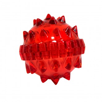 Масажна кулька "Їжачок", характеристики:
	Колір: червоний;
	Розмір (Ш/Д): 4х4.5 . . фото 3