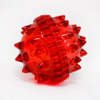 Масажна кулька "Їжачок", характеристики:
	Колір: червоний;
	Розмір (Ш/Д): 4х4.5 . . фото 4